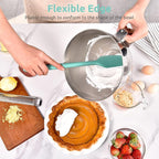 14in Extra Long Silicone Spatula: U-Taste 480ºF Heat Resistant Flexible Baking Mixer Scraper, Large Rubber Mixing Stirring Scraping Seamless Kitchen Turner Utensil for Nonstick Cookware (Aqua Sky)