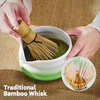 Matcha Whisk Set, Green Matcha Kit, 8 Pcs Matcha Set Includes Matcha Bowl with Spout, Matcha Whisk and Holder, Ceramic Tea Caddy, Bamboo Scoop, Scoop Rest, Sifter and Tea Towel, Gift for Tea Lover