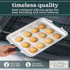 Country Kitchen Nonstick Stackable Bakeware Set - Heavy Duty, Durable, Easy Release Baking Set, Sage, 4 Pcs
