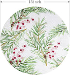 FunWheat Round Placemats Set of 6 Table Mats for Dining Tables Washable Non-Slip Place mats 15 Inch for Christmas(Christmas Tree, 6pcs)