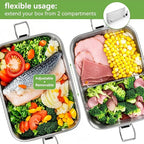 Voova Stainless Steel Lunch Box with Lunch Bag for Women Men Adult, (42oz/1200ml) Leakproof Metal Bento Box with Free Sealing, Insulated Lunchbox for School Work, Beige