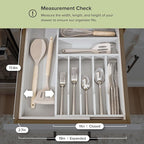 KitchenEdge Premium Silverware, Flatware and Utensil Organizer for Kitchen Drawers, Food-Safe Contract Grade, Expandable from 10.5 to 19 In, Gray Bamboo