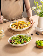 8.6" Oval Serving Bowls, 24 oz Small Oval Bowl for Side Dishes, Salad, Pasta, Snacks, White Ceramic Serving Dish, Set of 4