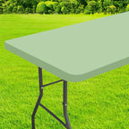 homing Rectangle Table Cloth Cover, Waterproof Polyester Elastic Fitted Tablecloth, Fits for 6 Foot Folding Tables, Washable Table Protector for Picnic, Camping, Outdoor (Green, 30" x 72")