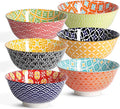 Ceramic Cereal Bowls, 23 Oz Colorful Soup Bowls, Deep Porcelain Bowl Set for Salad, Dessert, Pasta, Ice Cream,Set of 6