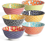 Ceramic Cereal Bowls, 23 Oz Colorful Soup Bowls, Deep Porcelain Bowl Set for Salad, Dessert, Pasta, Ice Cream,Set of 6