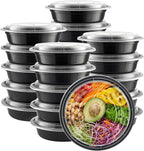 GUSTO [24 oz - 50 Count Round Meal Prep Containers with Lids – Reusable, Microwaveable, Dishwasher & Freezer Safe, BPA-Free Food Storage Containers for Portion Control (Formerly Comfy Package)