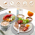 Billbotk Round Woven Placemats Set of 4, 13 Inches Table Place Mats for Dining Table, Hot Pads for Kitchen, Trivets for Hot Dishes, Pots and Pans,Tabletop Accessories(LightGray) ﻿