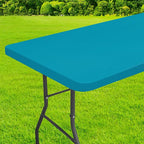 homing Rectangle Table Cloth Cover, Waterproof Polyester Elastic Fitted Tablecloth, Fits for 5 Foot Folding Tables, Washable Table Protector for Picnic, Camping, Outdoor (Teal, 30" x 60")