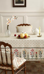ISAENNE Designer Vintage Linen Floral Extra Long Rectangle Tablecloth,Fall Colorful Modern Table Cloth,Anti-Wrinkle Decor Tablecloths for Dining Thanksgiving Kitchen Christmas,63"*110"-Bertina E