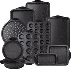 Country Kitchen Nonstick Stackable Bakeware Set - Durable, Easy Release Baking Set, Black, 10 Pcs