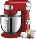 Cuisinart Stand Mixer, 12 Speed, 5.5 Quart Stainless Steel Bowl, Chef’s Whisk, Mixing Paddle, Dough Hook, Splash Guard w/ Pour Spout, Ruby Red, SM-50R, Manual