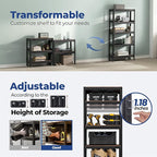HOMEDANT House 5-Tier Metal Rolling Cart Shelf Rack Casters Heavy Duty Wheel Shelving Unit Adjustable Utility Storage Shelves Organizer Shelf Kitchen Garage 24.4" W x 16.5" D x 62.2" H 10Pack