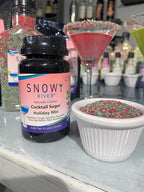 Snowy River Holiday Cocktail Sugar - Naturally Colored Red, White & Green Festive Cocktail Rimmer, Beverage Rimmer, Margaritas, Kosher (Holiday, 3oz Gift Bottle)
