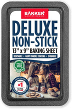 BAKKEN Kitchen Baking Pans - Nonstick Gray Coating, 13.18’’ × 8.66’’ Commercial Grade Carbon Steel Cookie Sheet, Baking Kitchen Essentials, PFOA, PFOS, PTFE Free, Oven Safe Tray (450° F), Gray Marble