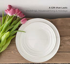 Pots & Patterns White Dinner Plates. Porcelain Dinnerware Set for 4-12-Piece Chip Resistant Plates and Bowls Sets