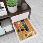 BAMEOS Utensil Drawer Organizer, Cutlery Tray Desk, Silverware Holder Kitchen Knives Tray, 100% Pure Bamboo Cutlery in Natural Color (9.75)