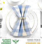 Urban Villa Cloth Napkins 100% Cotton Dinner Napkins Highly Absorbent 20x20 Inches (Set of 12) Blue Sand Buffalo Checks Reusable Washable Soft Durable Premium Quality Ideal for Home Wedding Parties