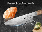 14pcs Chef Knife Set with Roll Bag, Professional Stainless Steel Japanese Knife Set with Pakkawood Handle for Professional Chef, Camping, Travel, BBQ, RV or Gift Beige