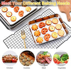Baking Sheet Set of 4, Stainless Steel Cookie Sheet Pan,Stainless Steel Baking Pan Oven Tray, Mirror Finish,Heavy Duty, Easy Clean & Dishwasher Safe,9/10/12/16 Inch