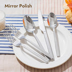 KINGSTONE Silverware Set, 30-Piece Flatware Cutlery Set Premium Stainless Steel, Service for 6, for Kitchen, Home, Wedding, Party, Mirror Polished and Dishwasher Safe