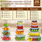 50 PCS Thicker Food Storage Containers with Lids, Clear Stackable Airtight Leakproof Reusable Plastic Meal Prep Container Set for Kitchen Storage/Lunch, Fridge/Microwave Safe with Labels&Pen