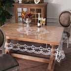Clear Table Cover Protector Plastic Vinyl Table Cloth with White Lace Pattern Oil Spill Proof Plastic Tablecloths for Dining Tables Parties Holidays (French Lace, 52 x 70 Inches)