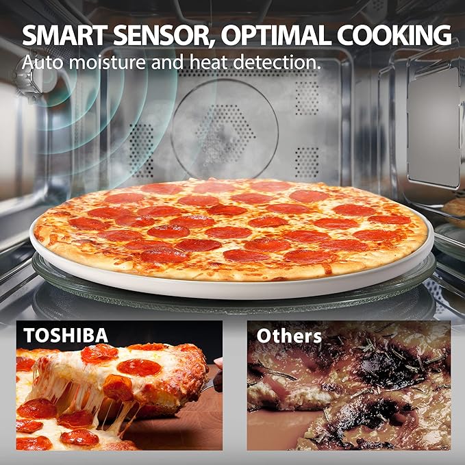 Toshiba Air Fryer Combo 4-in-1 Countertop Microwave Oven, Smart Sensor, Convection, Mute Function, Position Memory 13.6" Turntable, 1.5 Cu Ft, 1000W, Silver, ML-EC42P(SS)