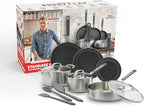GreenPan x Bobby Flay Stainless Steel 12 Piece Cookware Pots & Pans Set, Professional Grade Tri-Ply, Multiclad, PFAS-Free Ceramic Nonstick, Induction Suitable, Dishwasher & Oven Safe,Stay Cool Handles