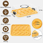 MinBoo Reusable Bamboo Cupcake Storage for Birthday Holiday Party Bakery Supplies Containers Portable 12 Standard-Size Cupcakes with Heightened Transparent Lid & Carry Handle