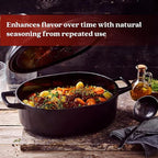 Alva Nori 6-Qt Enameled Cast Iron Dutch Oven – Made With No PTFE/PFOA/PFAS, Oven & Induction Safe – 3-Layer Enamel, No Seasoning Needed – Durable, Easy-Clean Cookware for Healthy Cooking, Black