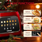 Toaster 2 Slice Smart Touch Screen, Retro 1.5'' Extra Wide Slot Stainless Steel Digital Bread Toaster with Memory Function, Bagel, Defrost, 6 Browning Levels and Removable Crumb Tray, Red