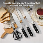 14-Piece Kitchen Knife Set with Oak Wood Block – 3Cr13 Stainless Steel Knife Block Set with Chef Knife, Santoku, Bread, Utility, Paring & 6 Steak Knives, Kitchen Shears & Sharpening Rod
