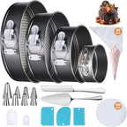139PCS Springform Cake Pan Set - 4 Non-stick Cheesecake Pans(4/7/9/10-Inch) + Cake Decorating Supplies: Parchment Paper, Pastry Bags and Tips, Icing Scrapers, Cake Cutting Set & More!