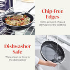 Orfeo 3QT Nonstick Saute Pan with Lid, Made in Italy, Diamond Ceramic PFAS-Free Cookware, Induction Ready, Scratch Resistant, Laser-Fused Surface for Durability, Dishwasher Safe, Black