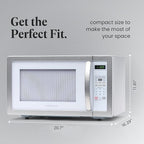 Farberware Countertop Microwave Oven 1000 Watt Power Auto Cook Settings, Defrost, Easy Clean and Child Safety Lock, 1.1 Cu. Ft, White Platinum