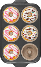 BRONYPRO Silicone Donut Pan for Baking with Metal Frame, 3.35 Inch Large doughnut pan,donut molds for baking Nonstick Non Toxic Bakeware for Oven, Brown