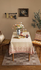 ISAENNE Designer Linen Floral Extra Long Rectangle Tablecloth,Pale Yellow Farmhouse Indoor Table Cloth,Durable Decor Tablecloths for Dining Kitchen Thanksgiving,67"*118"-Chamonix A