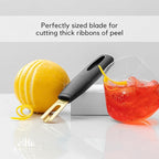 A Bar Above Black Handle Stainless Steel Channel Knife, Chef-Grade Citrus Garnish Tool, Zester and Fruit Peeler for Cocktails, Culinary Presentation, and Kitchen Use
