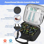 Kids Bento Lunch Box with Thermos, Leakproof Toddler Bento Box with 9 OZ Insulated Food Jar, Lunch Bag & Utensils 3 or 4 Compartment Container for School Girls Boys