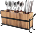 Utensil Holder for Party - Silverware Caddy with Three Compartments, Detachable, Portable Handle, Stylish Cutlery Holder for Countertop and Outdoor Use