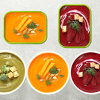 Nuogo 4 Pcs 6 Cup Silicone Freezer Trays with Lid Soup Containers Reusable Freezer Silicone Molds Rectangle Containers Ice Trays for Soups Sauces Stews Curries, Green
