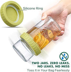 Danmu 2 Pack Overnight Oats Containers with Lids 16 oz,Dual-Layer Yogurt Parfait Cups with Lids,Meal Prep Containers Glass for Snack,Overnight Oats,Yogurt,Parfait,Salad Dishwasher Safe
