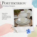 Portmeirion Potter's Brushstroke 10.5" Dinner Plate (Set of 4) - Handcrafted Earthenware Plates with Accent Rim, Microwave & Dishwasher Safe - Ideal Tableware for Modern & Traditional Dining (Grey)