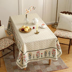 ISAENNE Designer Vintage Linen Floral Extra Long Rectangle Tablecloth,Fall Colorful Modern Table Cloth,Anti-Wrinkle Decor Tablecloths for Dining Thanksgiving Kitchen Christmas,63"*110"-Bertina E