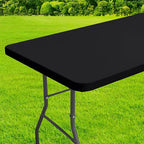 homing Rectangle Table Cloth Cover, Waterproof Polyester Elastic Fitted Tablecloth, Fits for 8 Foot Folding Tables, Washable Table Protector for Picnic, Camping, Outdoor (Black, 30" x 96")
