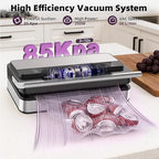 10-In-1 Vacuum Food Sealer Machine, 85Kpa 200W Automatic Food Sealer, Low Noise Food Vacuum Saver with Sealer Bags, Roll, Build-in Cutter, Handheld and Compact Design with Digital Timer
