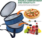 Aufind 12" 2 Pack Pie Carrier with Lid and Insulated Food Carrying Case Bag, Reusable Food Storage Containers for Pies, Cheesecake, Pizza, Nuts Fruit (Blue)