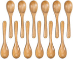 INTAJ 12 PCS Small Wooden Spoons, 5 Inch Honey Spoons for Tea, Hardwood Wooden Honey Teaspoon for Coffee, Little Tiny Wood Spoons, Bamboo Table Spoon for stirring, Wooden Spoons for Utensils Set
