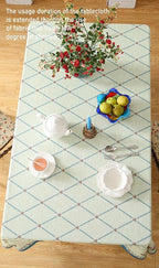 ISAENNE Designer Linen Floral Extra Long Rectangle Tablecloth,Light Green Farmhouse Durable Table Cloth,Washable Decor Tablecloths for Dining Kitchen Thanksgiving Christmas,63"*110"-Floralsea B